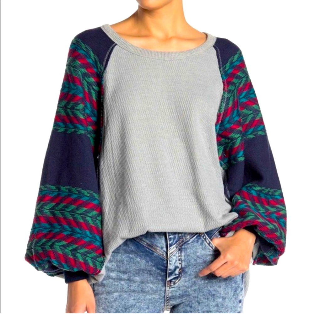 Free People Batwing Waffle Shirt NWT Sz M
